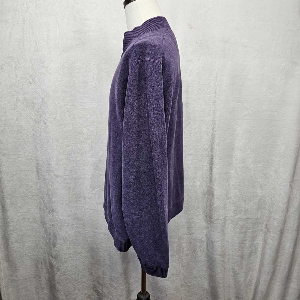 Tommy Bahama Sweater Mens Large Purple Gray 1/4 Zip Reversible Mock Neck Knit - Picture 4 of 14
